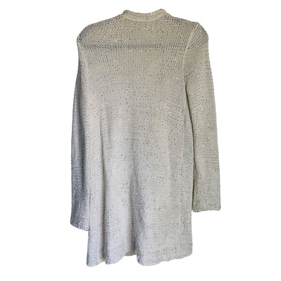 Calypso St Barth Sequin Cream Open Front Cardigan Knit Sweater XS Boho Layer - Picture 4 of 6